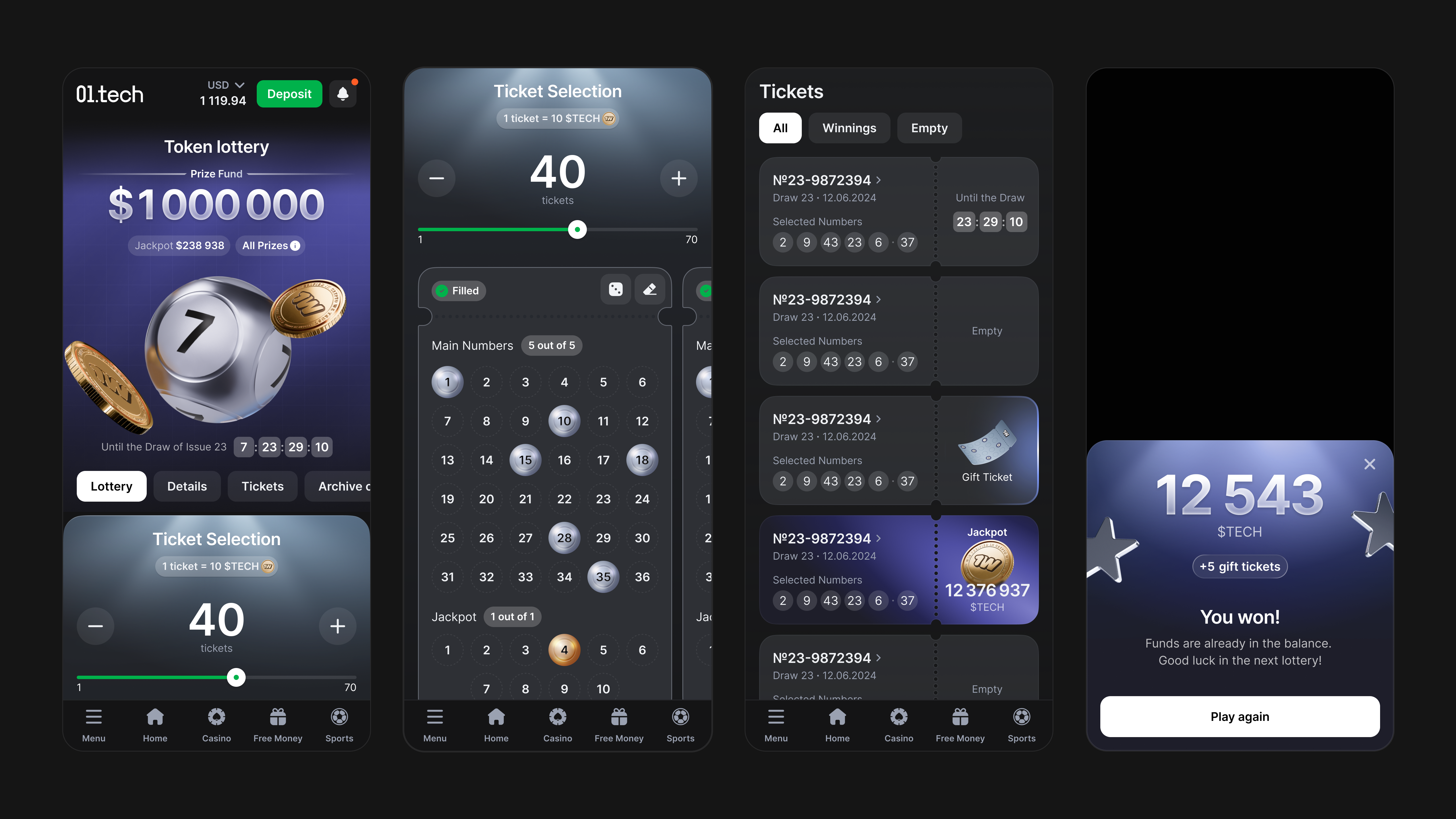 01.tech lottery screens