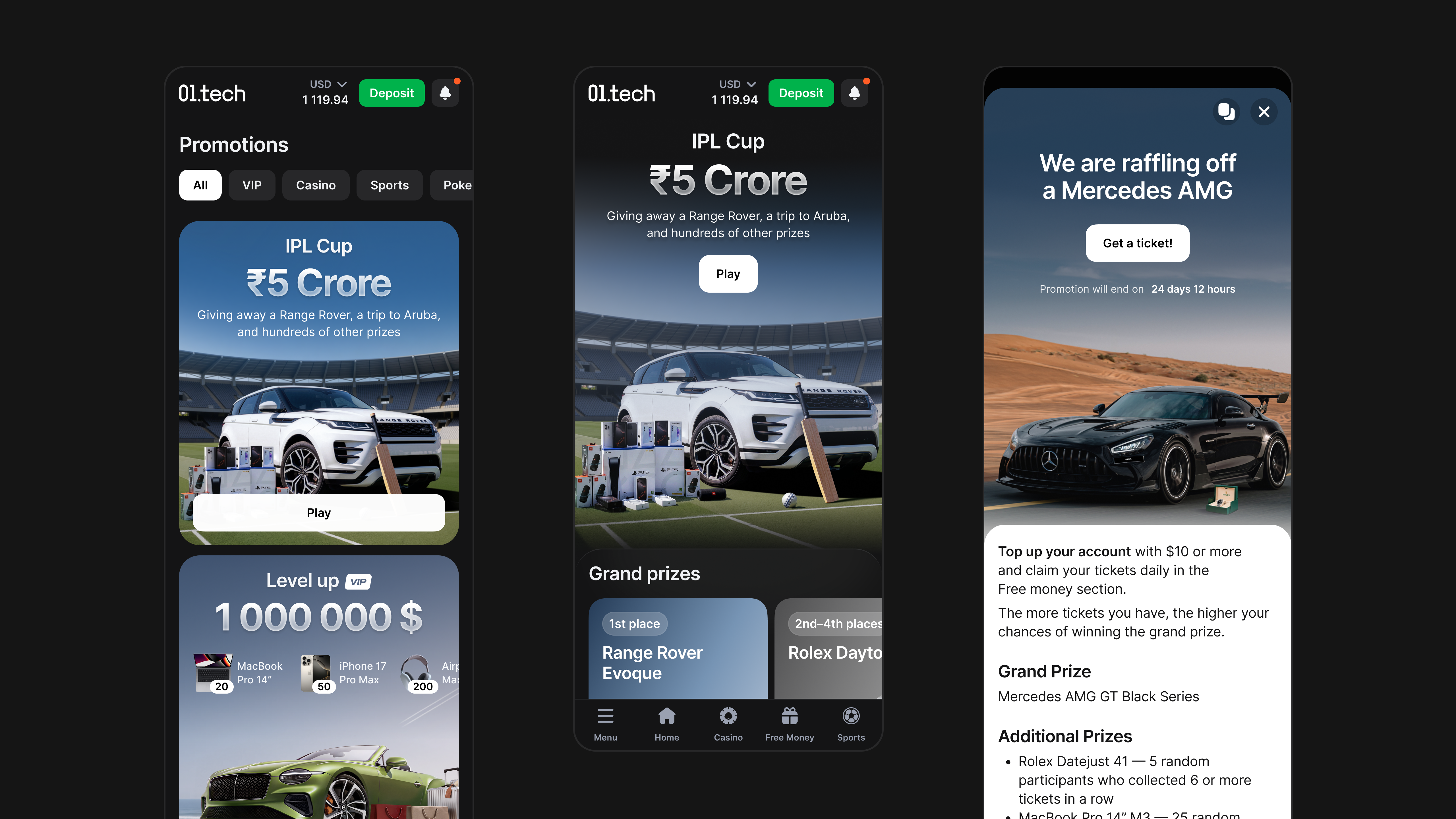 01.tech token overview screens